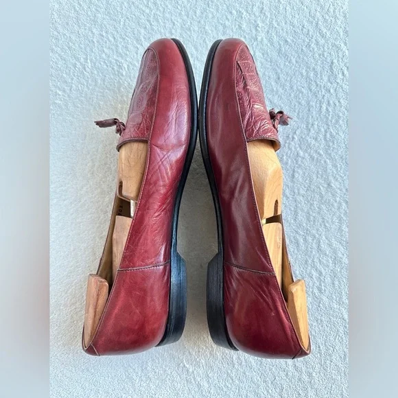 Mauri Ostrich Loafers men’s dress shoes red slip on 9.5 M